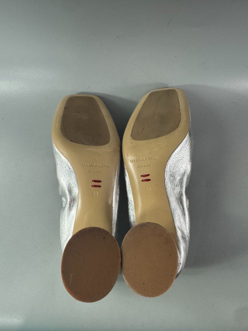 Halmanera Made in Italy Metallic Silver Blocked Heel Shoes, Size 39 - Picture 10 of 14